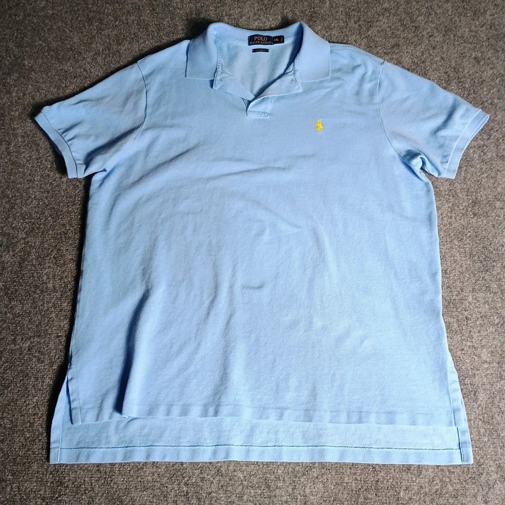 Polo Ralph Lauren Custom Fit Polo Shirt Men's XXL Light Blue Cotton Pony Logo